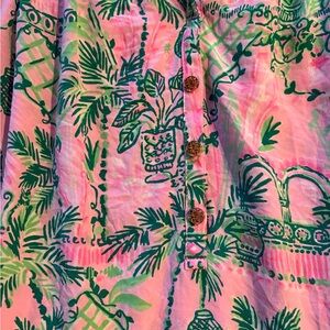 Lilly Pulitzer Pink and Green Tropical Blouse